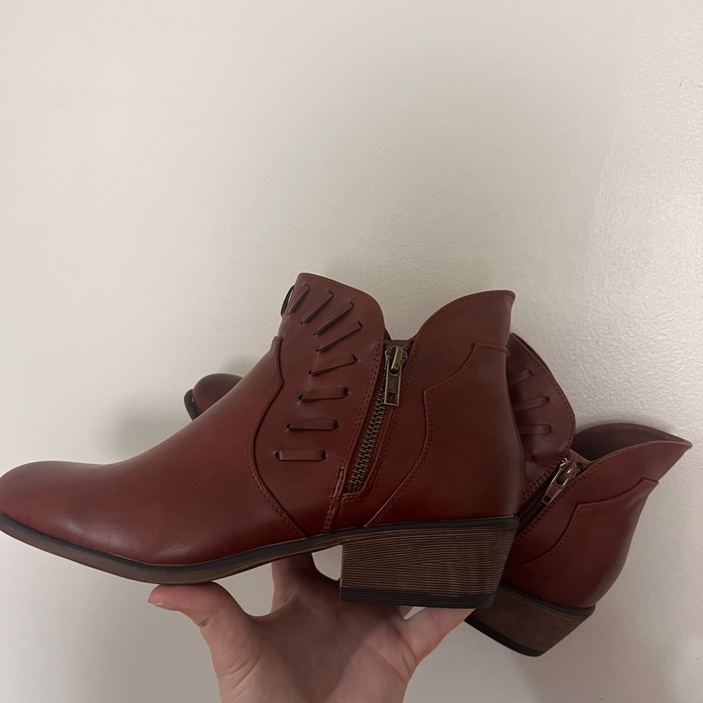 Pierre Dumas Brown Ankle Booties with Braided Detail